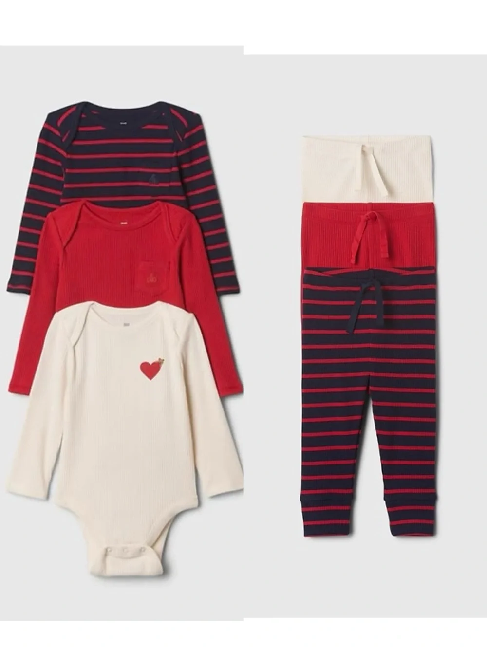 New-like Gap Baby First Favorites Tiny Rib Bodysuit & Matching Pants 3 set